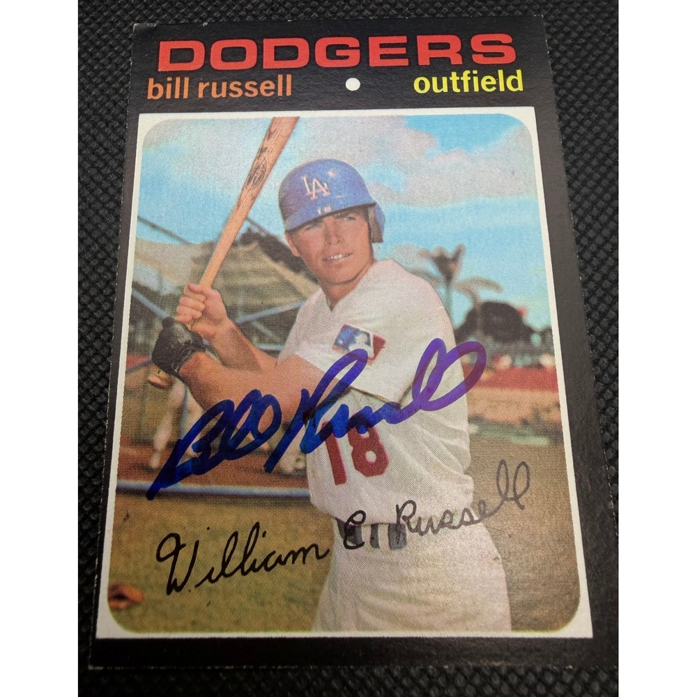 1971 Topps Bill Russell 226 Los Angeles Dodgers Hand Signed Autograph Card